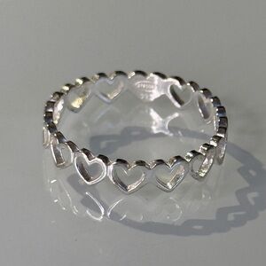 Vintage STE BEE Open Hearts Pattern Sterling Silver Ring Size 7.25